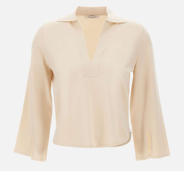 KANGRA Polo rasata con fondo asimmetrico WHITE Donna 