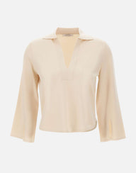 KANGRA Polo rasata con fondo asimmetrico WHITE Donna 
