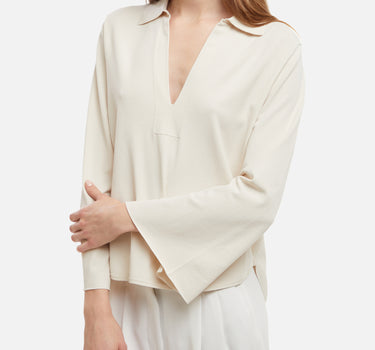 KANGRA Polo rasata con fondo asimmetrico WHITE Donna 