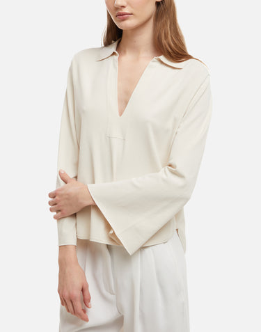 KANGRA Polo rasata con fondo asimmetrico WHITE Donna 