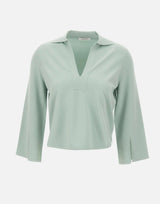 KANGRA Polo rasata con fondo asimmetrico GREEN Donna 