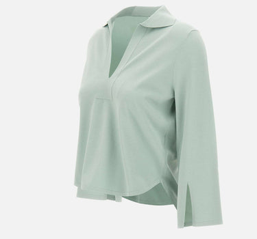 KANGRA Polo rasata con fondo asimmetrico GREEN Donna 