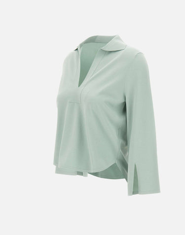 KANGRA Polo rasata con fondo asimmetrico GREEN Donna 