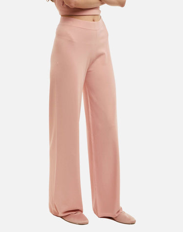 KANGRA Pantaloni palazzo in maglia rasata Pink Donna 