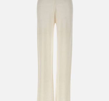 KANGRA Pantaloni palazzo in maglia di lino WHITE Donna 