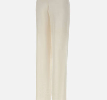 KANGRA Pantaloni palazzo in maglia di lino WHITE Donna 