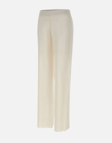 KANGRA Pantaloni palazzo in maglia di lino WHITE Donna 