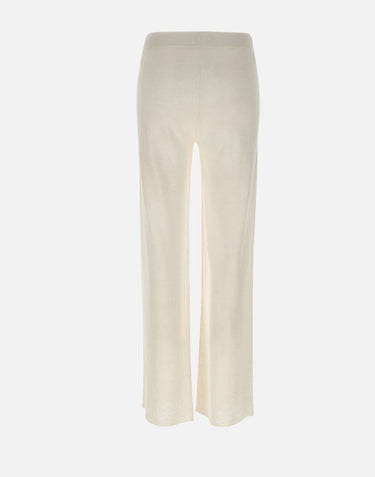 KANGRA Pantaloni palazzo in maglia di lino WHITE Donna 