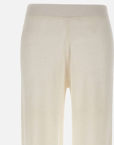KANGRA Pantaloni palazzo in maglia di lino WHITE Donna 