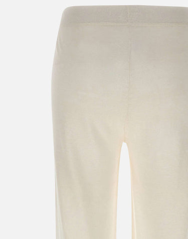 KANGRA Pantaloni palazzo in maglia di lino WHITE Donna 