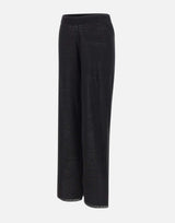 KANGRA Pantaloni palazzo in maglia di lino BLACK Donna 