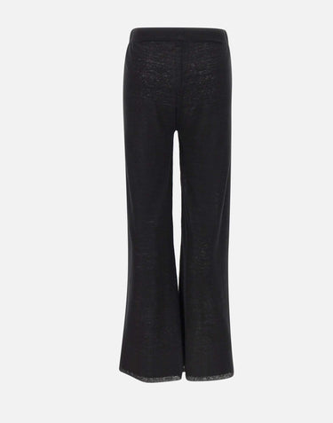 KANGRA Pantaloni palazzo in maglia di lino BLACK Donna 