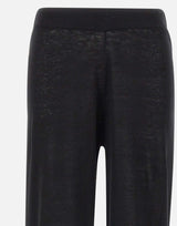 KANGRA Pantaloni palazzo in maglia di lino BLACK Donna 