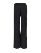 KANGRA Pantaloni palazzo in maglia di lino BLACK Donna 