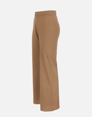 KANGRA Pantaloni palazzo in maglia di lino BROWN Donna 