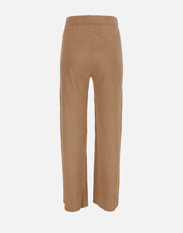 KANGRA Pantaloni palazzo in maglia di lino BROWN Donna 