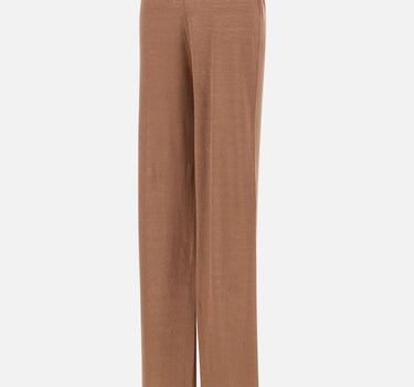 KANGRA Pantaloni palazzo in maglia di lino BROWN Donna 