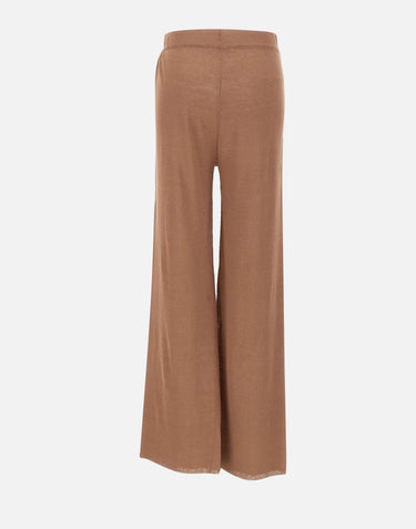 KANGRA Pantaloni palazzo in maglia di lino BROWN Donna 