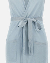 KANGRA Gilet lungo Light Blue Donna 