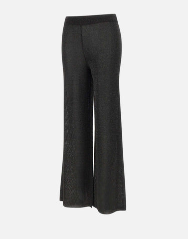 KANGRA Pantaloni palazzo in maglia BLACK Donna 