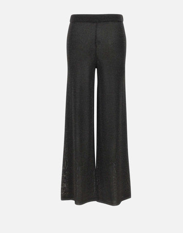 KANGRA Pantaloni palazzo in maglia BLACK Donna 