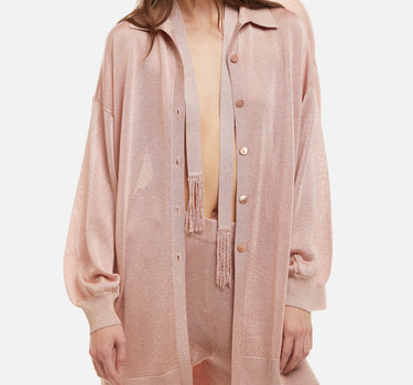 KANGRA Maxi cardigan con cintura Pink Donna 