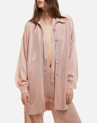KANGRA Maxi cardigan con cintura Pink Donna 