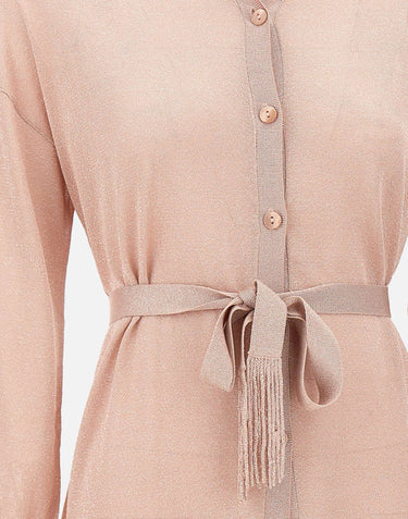 KANGRA Maxi cardigan con cintura Pink Donna 