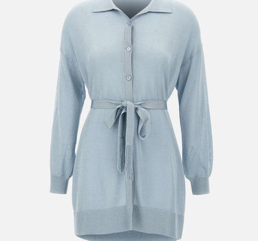 KANGRA Maxi cardigan con cintura Light Blue Donna 