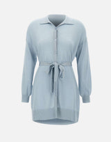 KANGRA Maxi cardigan con cintura Light Blue Donna 