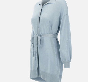 KANGRA Maxi cardigan con cintura Light Blue Donna 