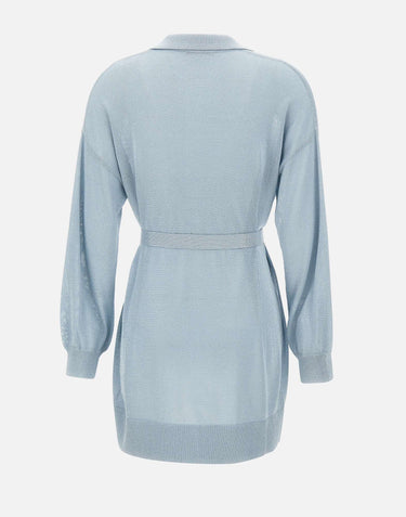 KANGRA Maxi cardigan con cintura Light Blue Donna 
