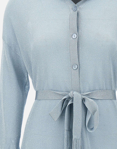 KANGRA Maxi cardigan con cintura Light Blue Donna 