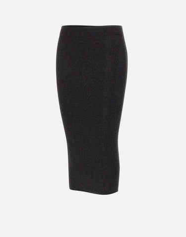 KANGRA Gonna longuette a costine BLACK Donna 