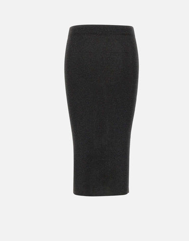 KANGRA Gonna longuette a costine BLACK Donna 