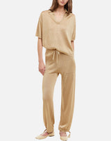 KANGRA Pantaloni jogger in misto viscosa e lurex GOLD Donna 