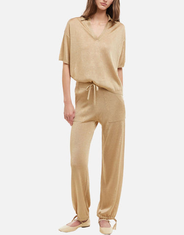 KANGRA Pantaloni jogger in misto viscosa e lurex GOLD Donna 