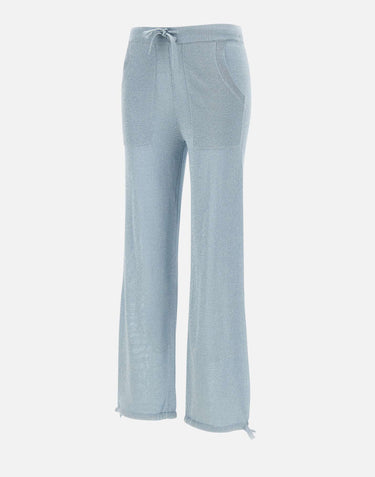 KANGRA Pantaloni jogger in misto viscosa e lurex Light Blue Donna 