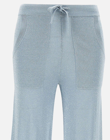 KANGRA Pantaloni jogger in misto viscosa e lurex Light Blue Donna 