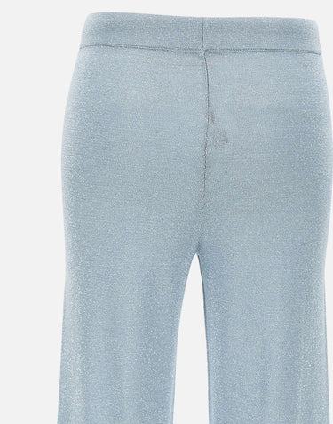 KANGRA Pantaloni jogger in misto viscosa e lurex Light Blue Donna 