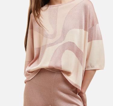 KANGRA Maglia con intarsio in lurex Pink Donna 