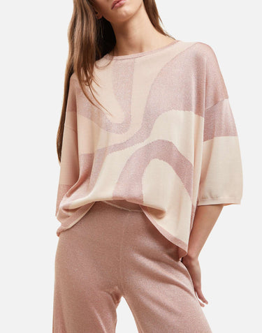 KANGRA Maglia con intarsio in lurex Pink Donna 
