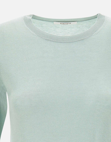 KANGRA Maglia in misto seta a maniche corte GREEN Donna 