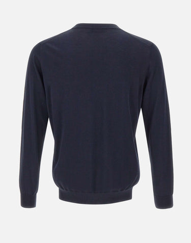 KANGRA Maglia in misto seta e cotone BLUE Uomo 