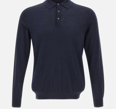 KANGRA Polo in misto seta e cotone BLUE Uomo 