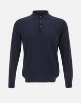 KANGRA Polo in misto seta e cotone BLUE Uomo 