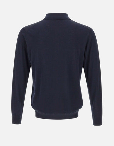 KANGRA Polo in misto seta e cotone BLUE Uomo 