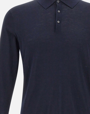 KANGRA Polo in misto seta e cotone BLUE Uomo 