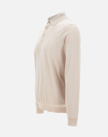 KANGRA Polo in misto seta e cotone WHITE Uomo 