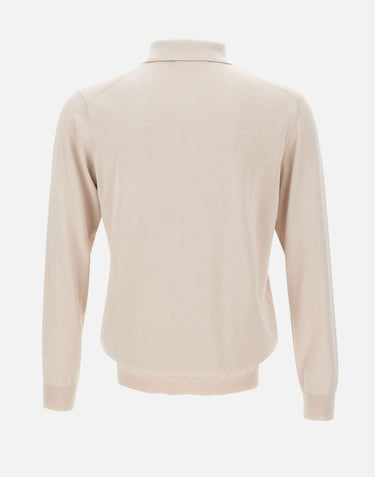 KANGRA Polo in misto seta e cotone WHITE Uomo 